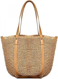 手工女士沙滩包 稻草包 手工编织自然夏季单肩包